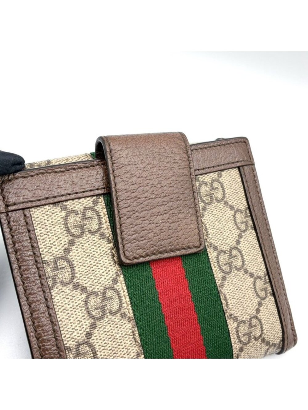 Gucci Ophidia GG French Flap Wallet Leather Brown Beige Bifold Gold - Picture 11 of 14
